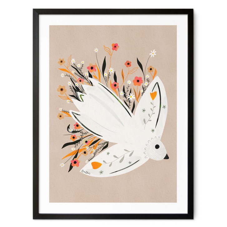 Poster Friedenstaube mit kleinen Blumen - Bloom - WA407330