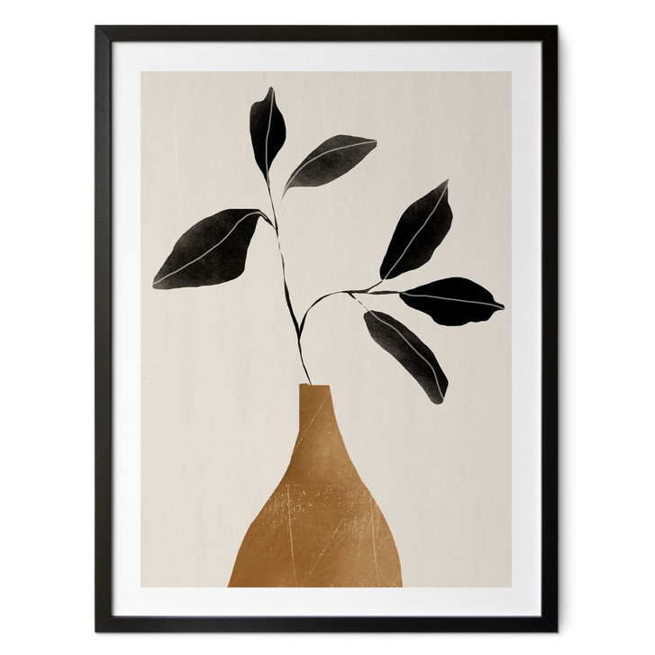 Poster Stilleben fürs Wohnzimmer - Zweig in goldener Vase - ThingDesign - WA498140
