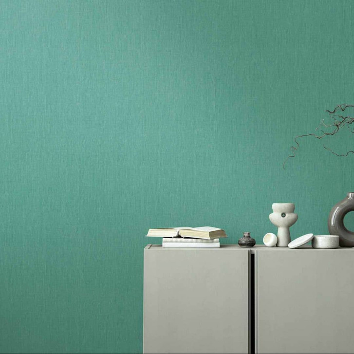 Strukturierte Vliestapete in Türkis mit feiner Leinenoptik - für moderne Wohnräume - WA397131