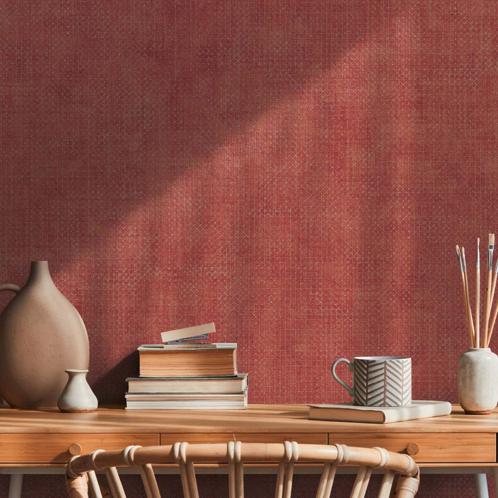 Tapete Rot gemustert moderne Vliestapete Gold Mustertapete Wohnzimmer, Küche - WA382348