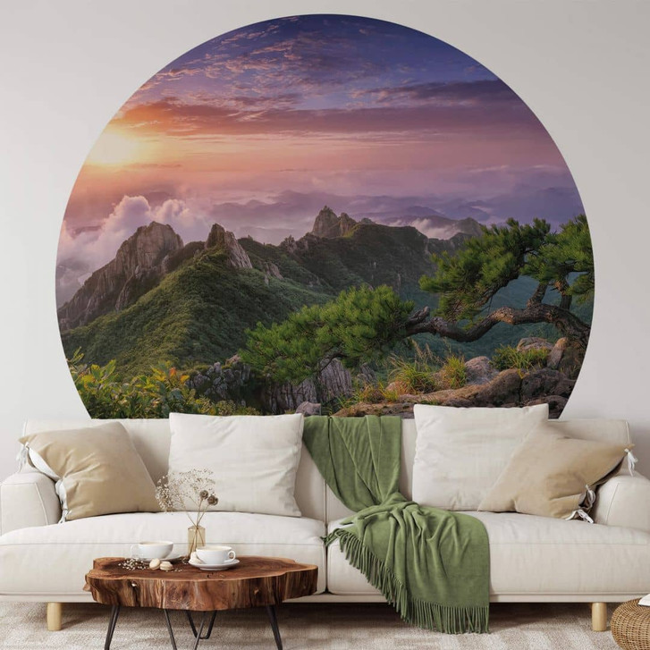 Fototapete Seo - Grüne Berglandschaft - Rund - Selbstklebend/Vlies - WA345485