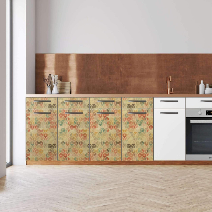 Küchenfolie - Unterschrank 160cm Breite - 3D Retro Pattern - CR112323