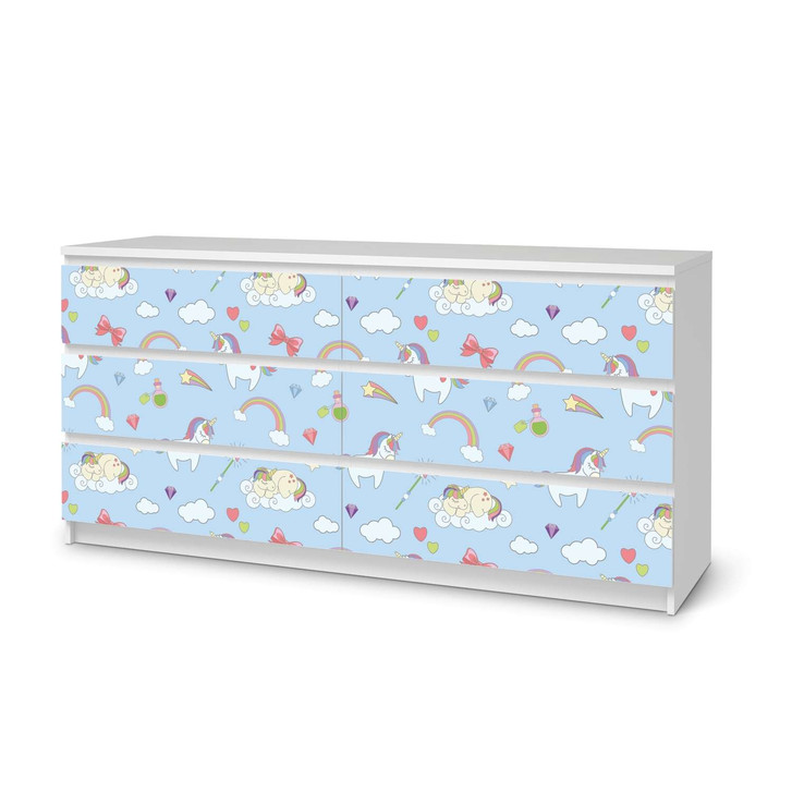 Möbelfolie IKEA Malm Kommode 6 Schubladen (breit) - Rainbow Unicorn - CR116613