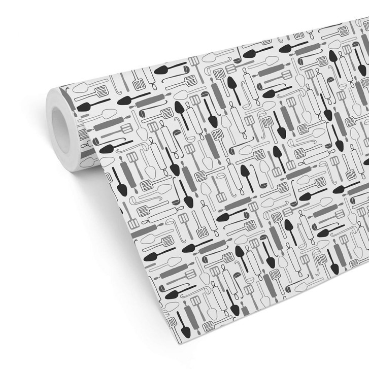 Mustertapete - Cooking Time - schwarz-weiss - WA255500