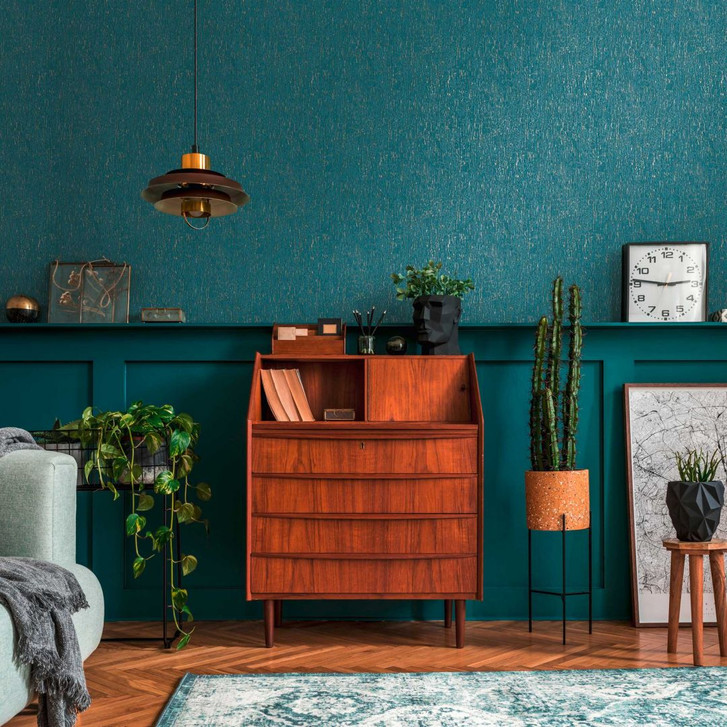 Strukturtapete mit Metalliceffekt Blau - Moderne Vliestapete - WA397016