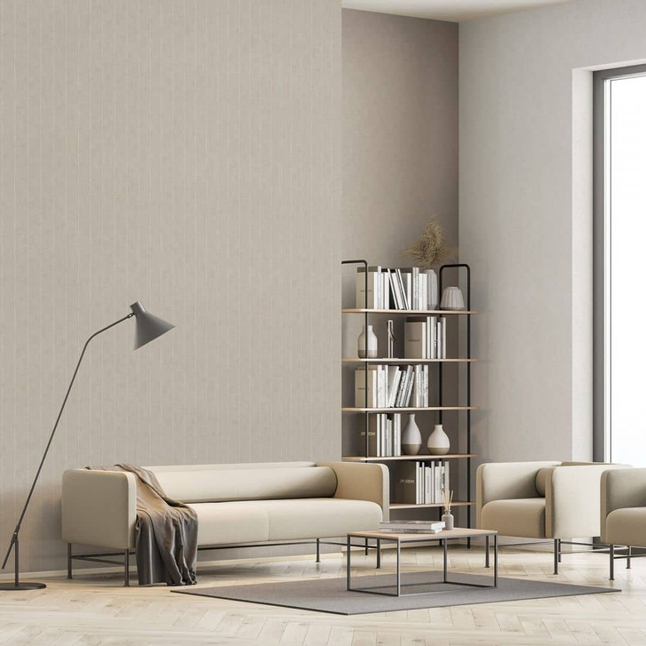 Vliestapete mit feiner Linienoptik grau Streifen - WA508048