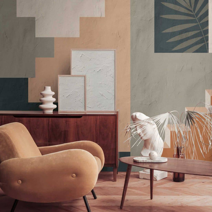 3D-Fototapete Abstrakt Beige Braun - Vliestapete mit Treppenmotiv für Wohnzimmer & Flur - WA418403