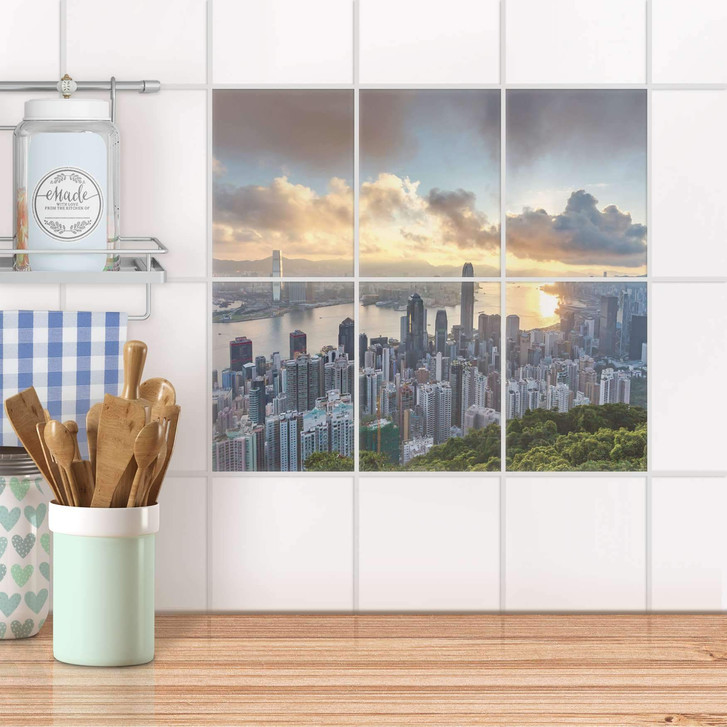 Fliesenaufkleber hoch - Hong Kong - 6er Set - CR100583