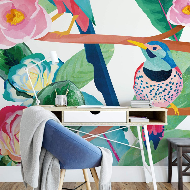 Fototapete Goed Blauw - Vögel im Frühling - WA244774