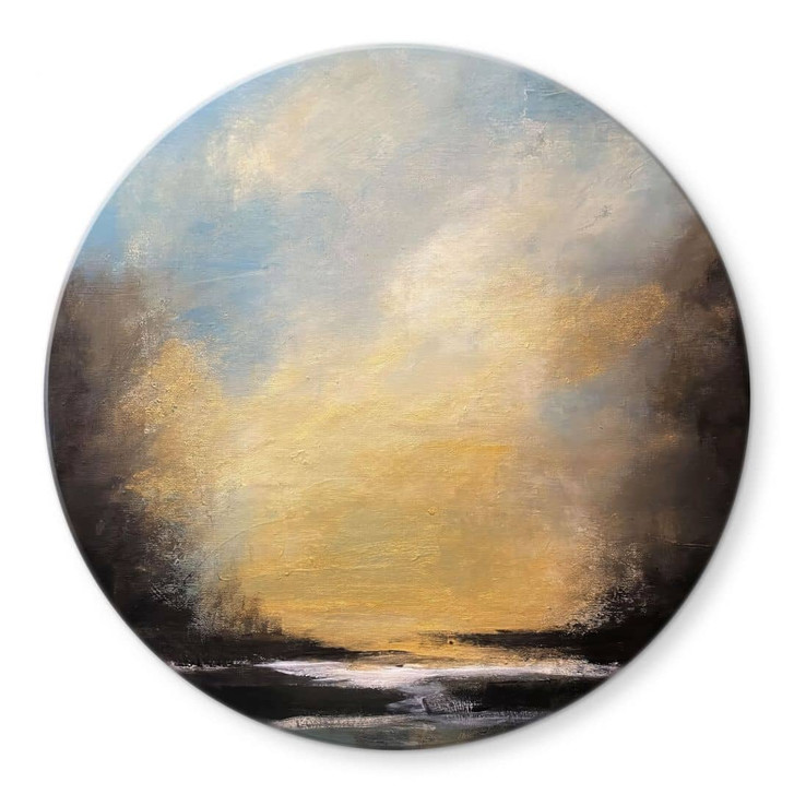 Glasbild Goldenes Licht am Abendhimmel - Bergius - Rund - WA471682