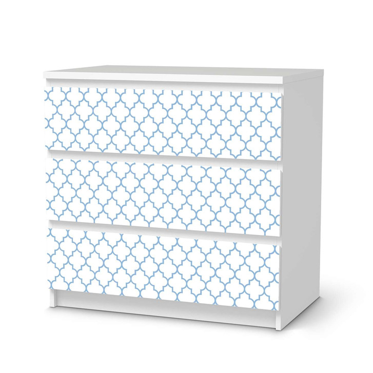 Klebefolie IKEA Malm Kommode 3 Schubladen - Retro Pattern - Blau - CR109857