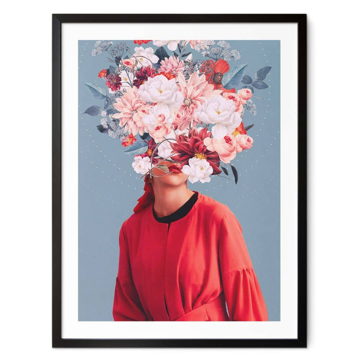 Poster Blumenportrait - Elegante Frau mit prachtvollen Blumen - Moth - WA406606