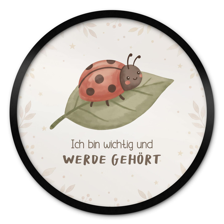 Rundes Affirmationsposter mit Marienkäfer - 