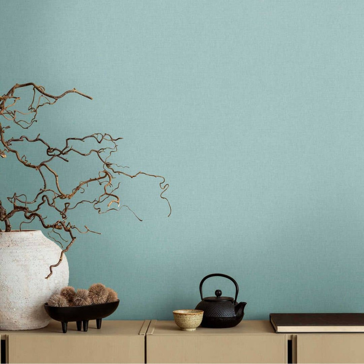 Unitapete in Leinenoptik Hellblau – Strukturtapete sanfte Eleganz - WA465315