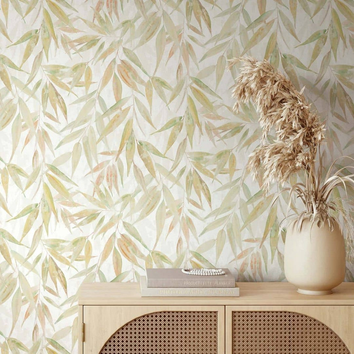 Vliestapete Blätter Floral Natur matt in Weiss - WA483165