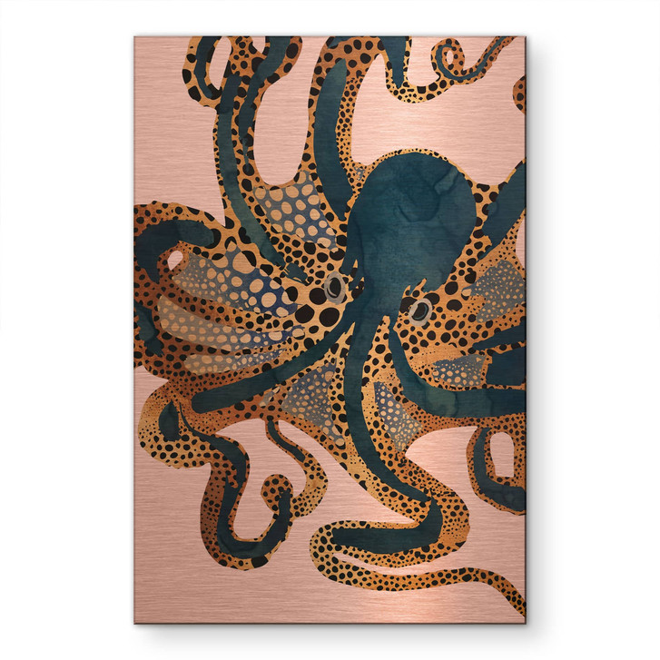 Alu-Dibond gebürstet mit Kupfereffekt - Goldener Oktopus - SpaceFrog Designs - WA518077
