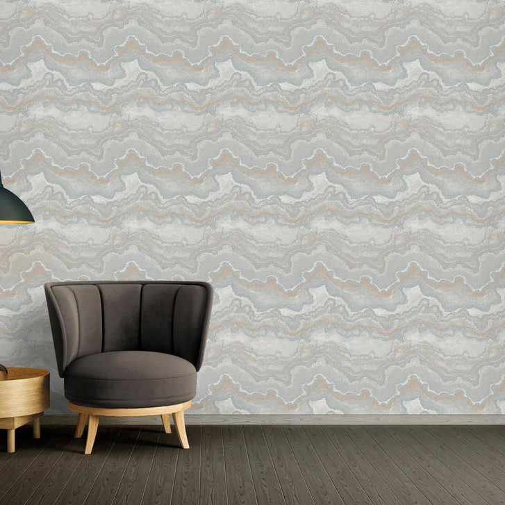 Marmoroptik Vliestapete in Silber und Gold - Wandgestaltung für ein luxuriöses Wohnambiente - WA397207
