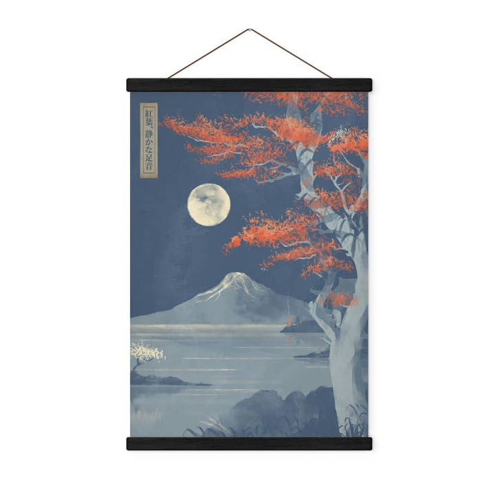 Stoffbild Vollmond über dem Gipfel des Fuji-san | Japan Landschaft - Roze - WA451869