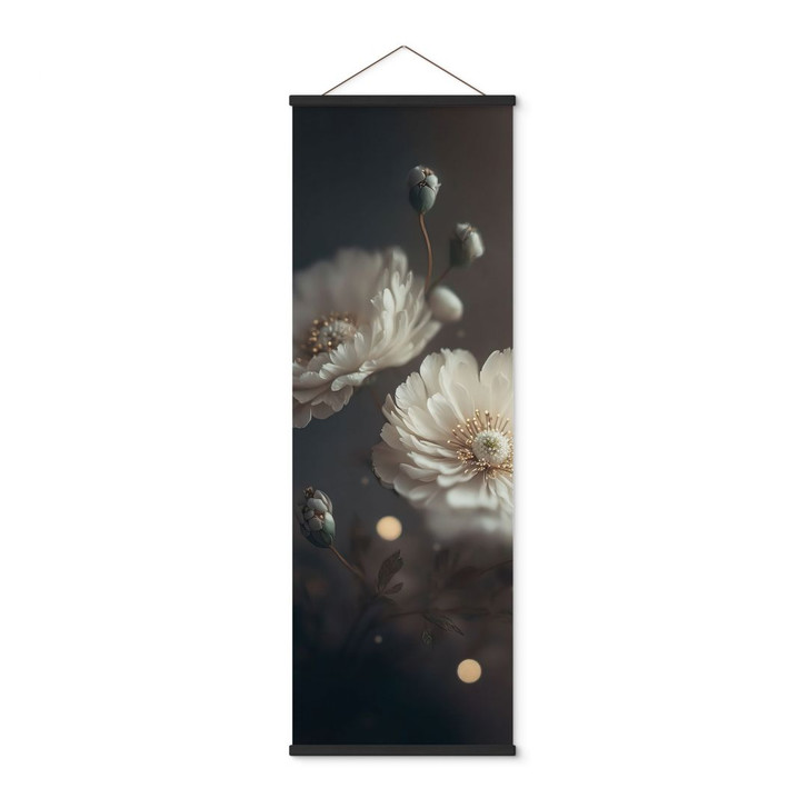 Stoffbild Weisse Blumen mit Goldstaub - Treechild - Panorama - WA500493