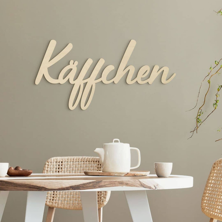 Wanddeko für die Küche - Schriftzug Käffchen - Pappel - WA510312