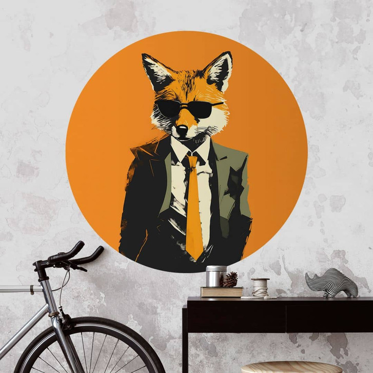 Wandtattoo Cooler Fuchs im Anzug - Magnusson - Rund - WA429857
