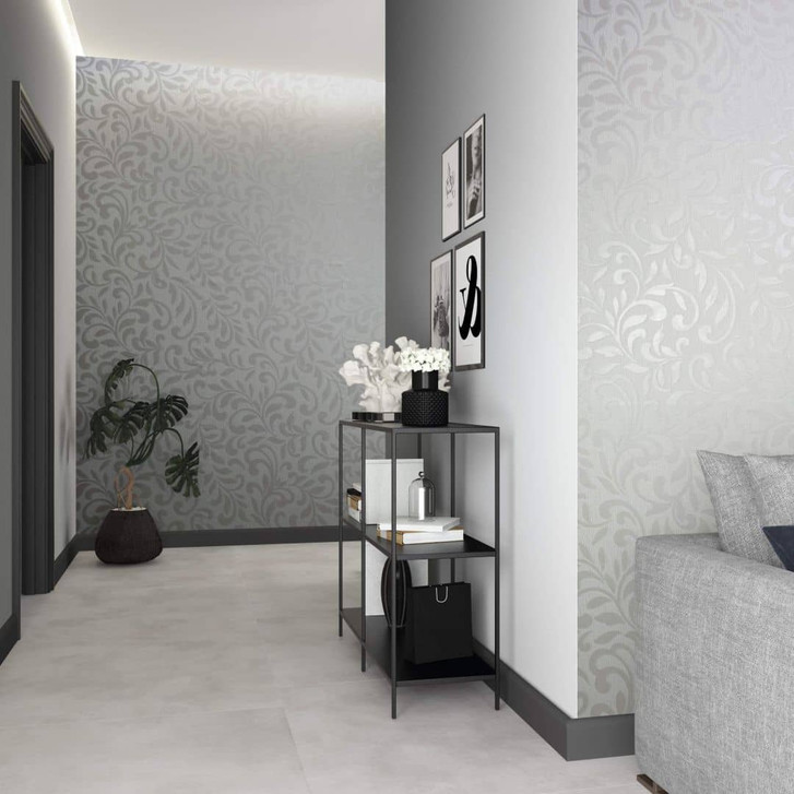 Vliestapete mit abstraktem Blattmotiv und linierter Struktur weiss, pearl Grafisch - WA508725