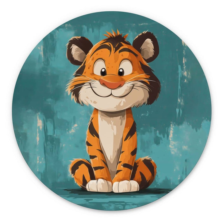 Wandbild Fröhliches Tigerbaby - Magnusson - Alu-Dibond Rund - WA436782