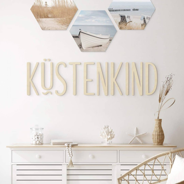 Holz-Dekobuchstaben 3D Schriftzug Küstenkind - Pappel - WA402054