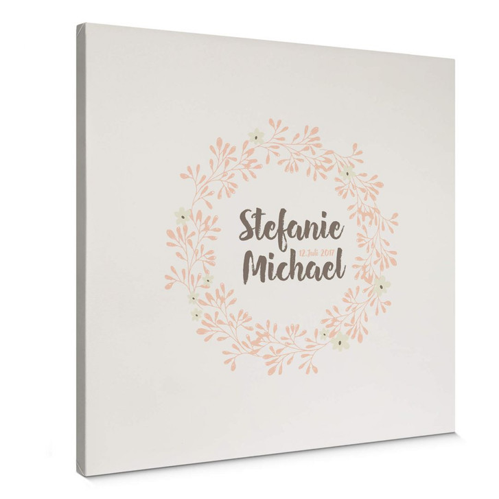 Leinwandbild Blütenkranz & Wunschtext - WA136925