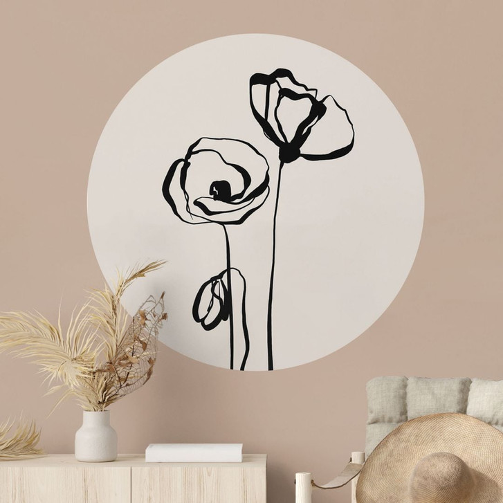 Wandtattoo Line Art Zwei Mohnblumen - Cats & Dotz - Rund - WA500848