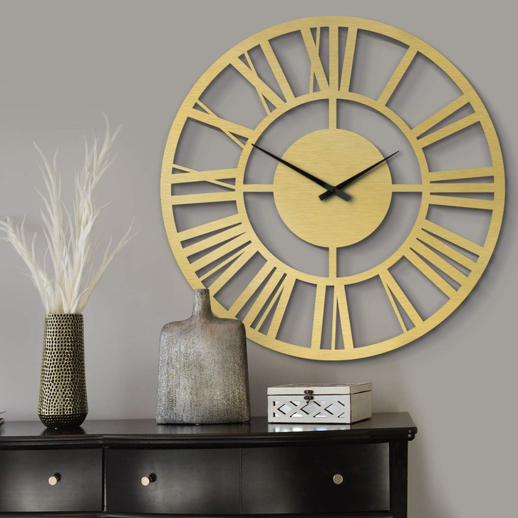 XXL Wanduhr Alu-Dibond-Goldeffekt - Klassisch - Ø 70cm - WA243389