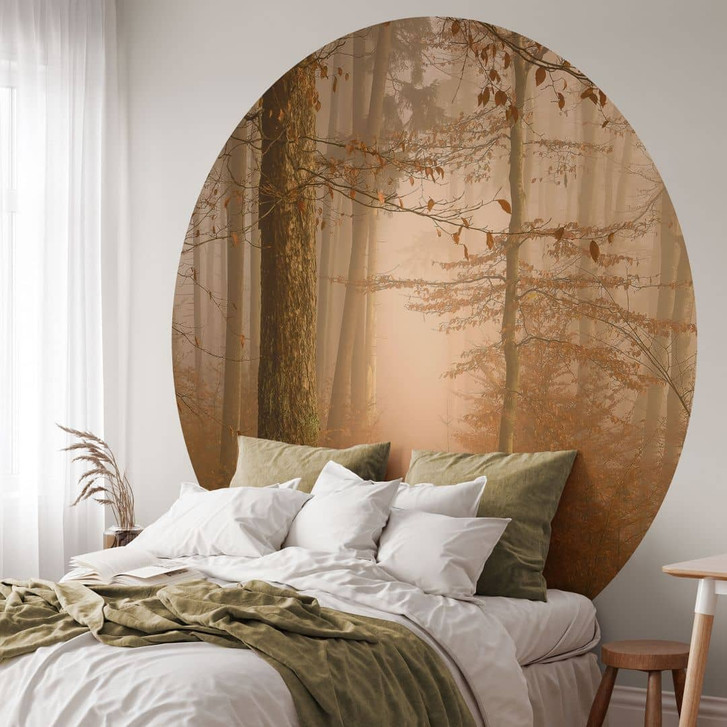 Fototapete Dunst und Licht im herbstlichen Wald - Maier - Rund - Selbstklebend/Vlies - WA449650
