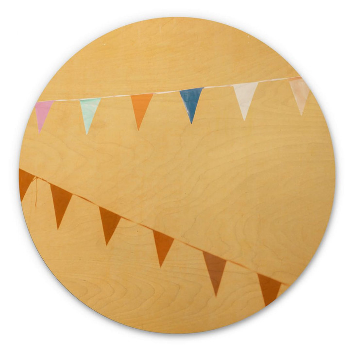 Holzbild Mexikanische Flaggen Rund - Zwart - WA400351