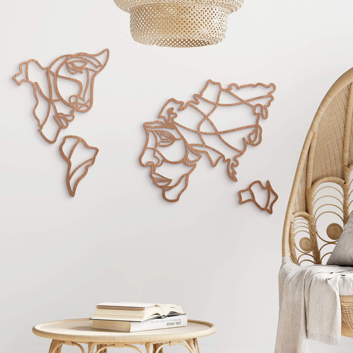 Holzdeko Mahagoni - Weltkarte mit Gesicht - WA346546