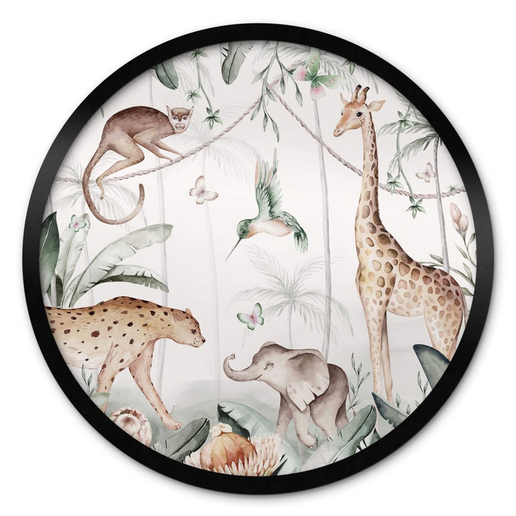 Kinderzimmer Poster Tiere im Dschungel Rund - Kvilis - WA408343