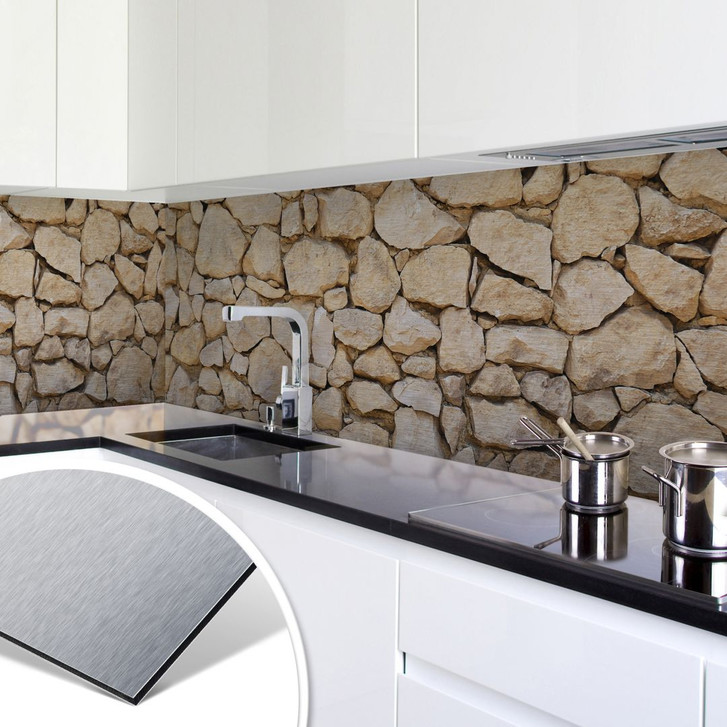 Küchenrückwand - Alu-Dibond-Silber - Mauer 01 - WA134723