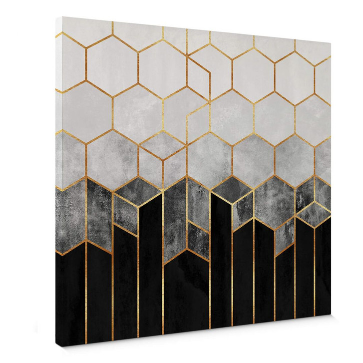 Leinwandbild Fredriksson - Hexagone: Schwarz und Grau - Quadratisch - WA363155