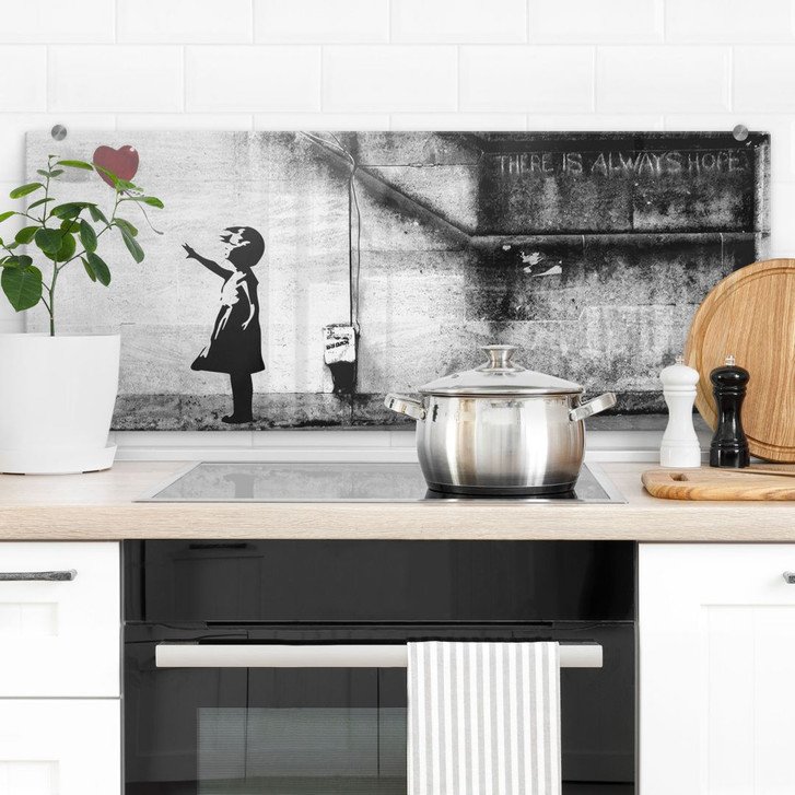 Spritzschutz Banksy - Girl with balloon - Panorama - WA486154