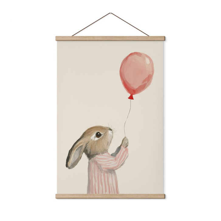 Stoffbild Süsser Hase mit Luftballon - Treechild - WA500629