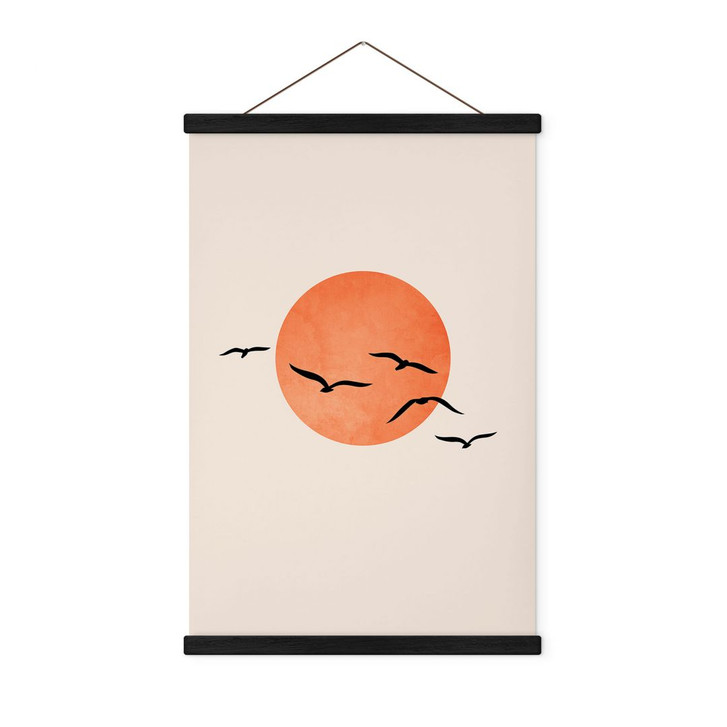 Stoffbild Zugvögel fliegen der Sonne entgegen - Kubistika - WA411922