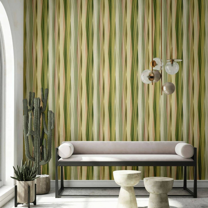 Vliestapete Streifen Streifen Modern, Kids matt in Grün - WA483147