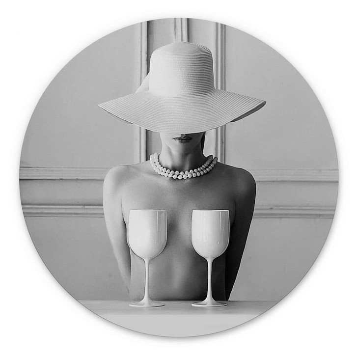 Wandbild Frau mit Champagner Gläsern - Bolgov - Alu-Dibond Rund - WA436834