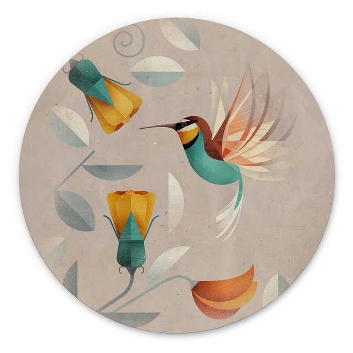 Wandbild Kolibri - Alu-Dibond Rund - Braun - WA394636
