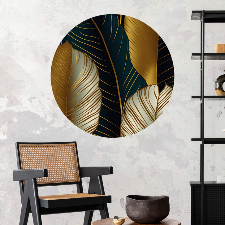 Wandtattoo Palmenblätter mit Goldeffekt Abstrakt - Rund - WA383909