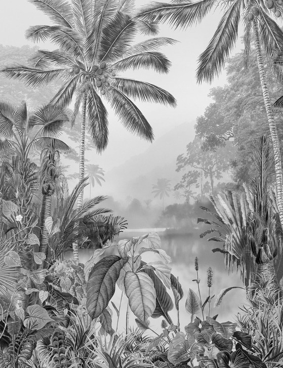 Digitaldrucktapete Lac Tropical Black & White - KOR2-008