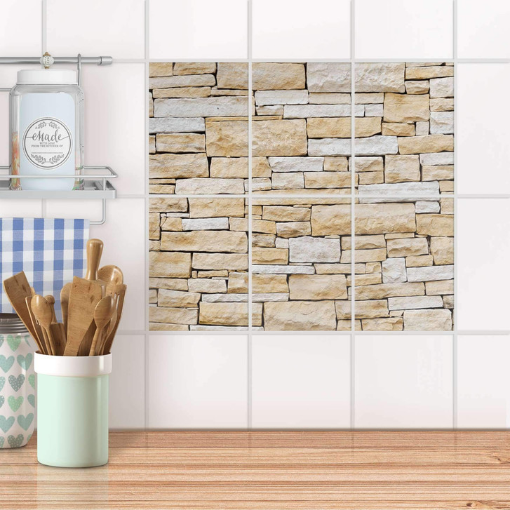 Fliesenaufkleber hoch - Sandstein - 6er Set - CR100676