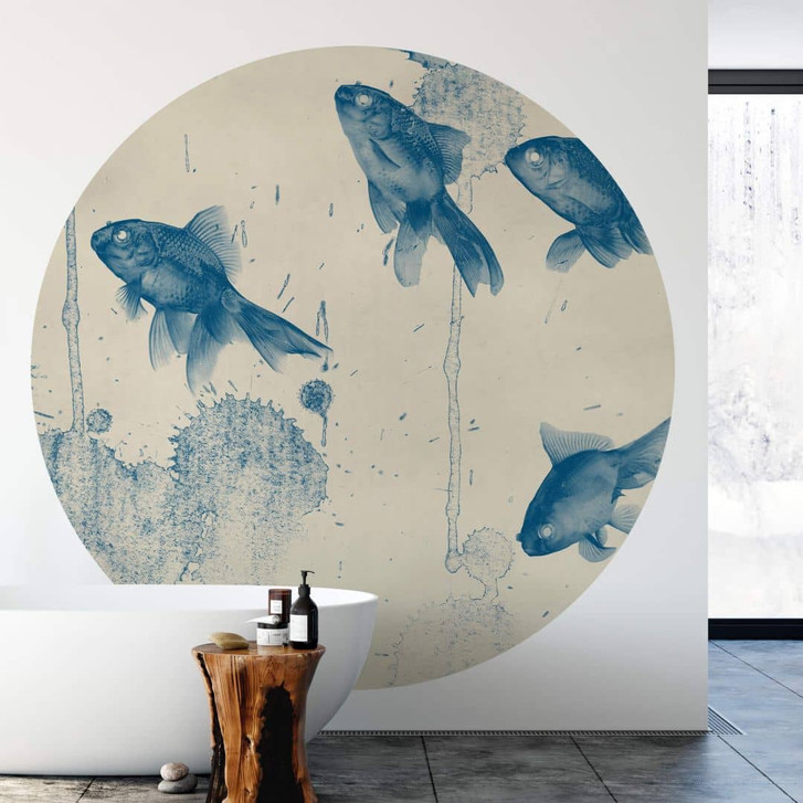 Fototapete Blaue Fische - Rund - Selbstklebend/Vlies - WA331045