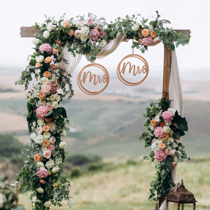 Holz Schriftzug Hochzeit Mrs and Mrs - Mahagoni - WA355010