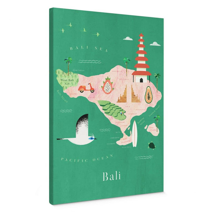 Leinwandbild Karte von Bali - Rivers - WA417278