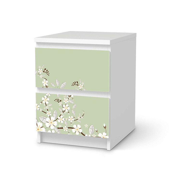 Möbelfolie IKEA Malm Kommode 2 Schubladen - White Blossoms - CR116262